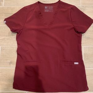 Figs S Casma Srub Top in Burgundy